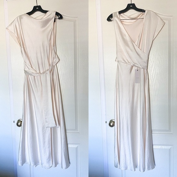 Bec + Bridge Dress Piper Asymmetrical Satin Midi Wedding Rehearsal Ivory 8 NWT - Picture 2 of 16
